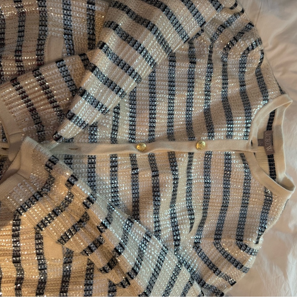 J. Crew Cream and Silver Sequin Sweater